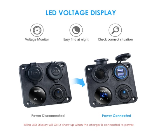 image_3 Панел за вграждане 4в1- 2 USB порта, гнездо за запалка+ волтметър