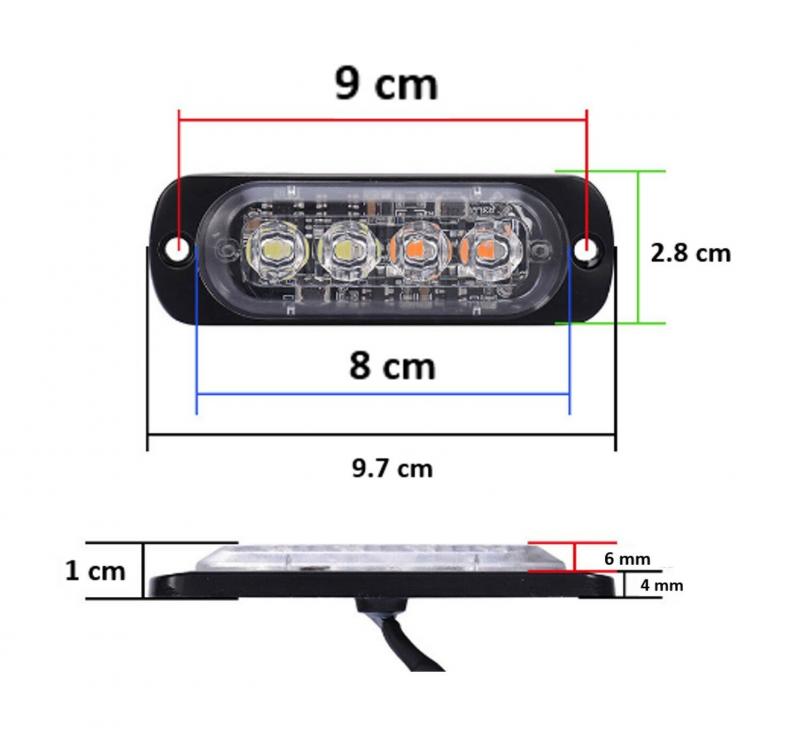  ГАБАРИТ (12-24V) 4 LED С БЯГАЩА СВЕТЛИНА бели и оранжеви