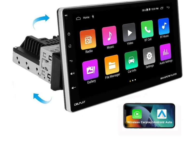 9" въртящ се 1 DIN Android Car+Carplay радио 2GB+64GB Android 13