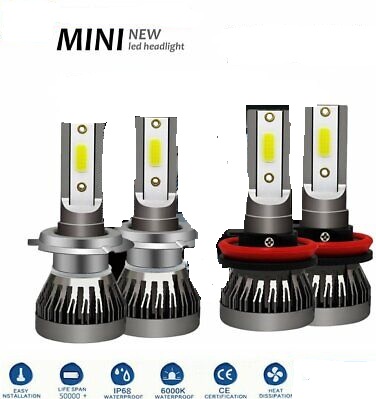 Комплект Умалени Мини Лед Led Диодни Крушки H8/H9/H11 12V