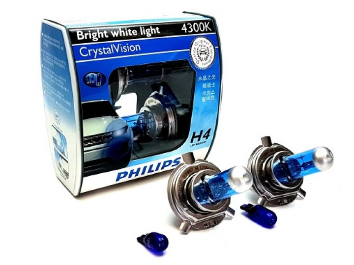 H4 Philips 55/60W 12V 4300K Crystal / Крушки Филипс кристал Х4 и В5В 4300К