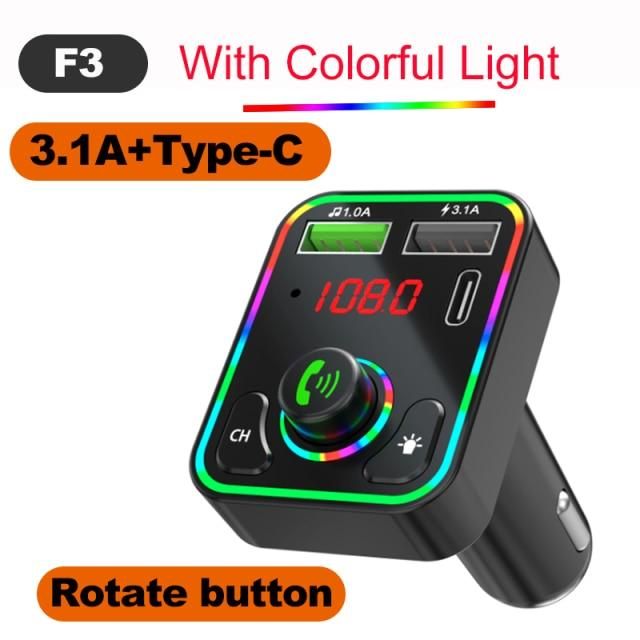 FM Трансмитер  F3 Bluetooth Kit, MP3, Мултифункционален , Bluetooth , черен