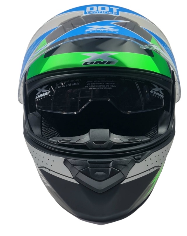 КАСКА ЗА МОТОР Син/зелен цвят