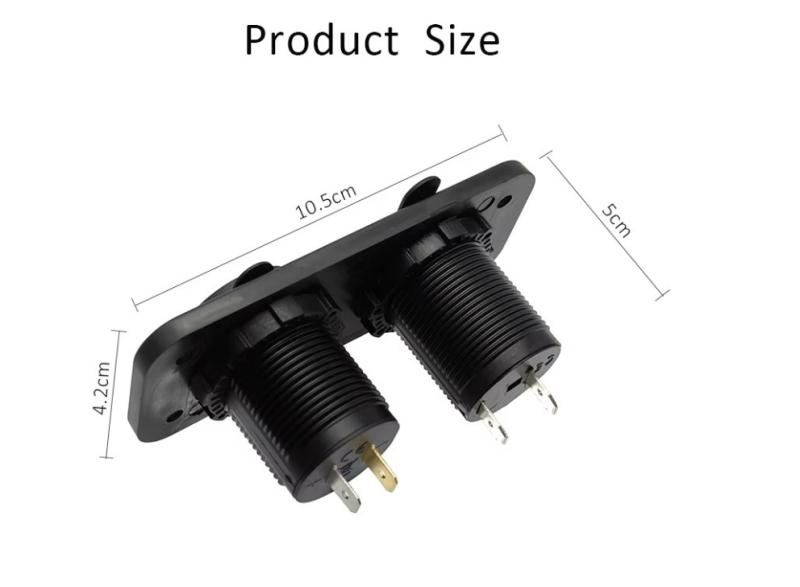image_3 Универсален Панел за вграждане табло с 2бр USB зарядно 4.2А с 12V изход гнездо за запалка за кола каравана лодка и др.
